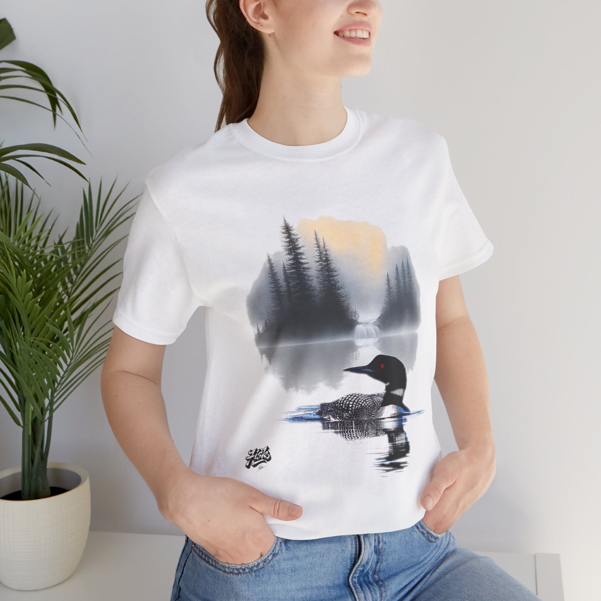 Silent Waters – Fine Art Nature Tee. A refined expression of northern stillness. Designed as wearable art—composed with the same balance and restraint found in gallery pieces.